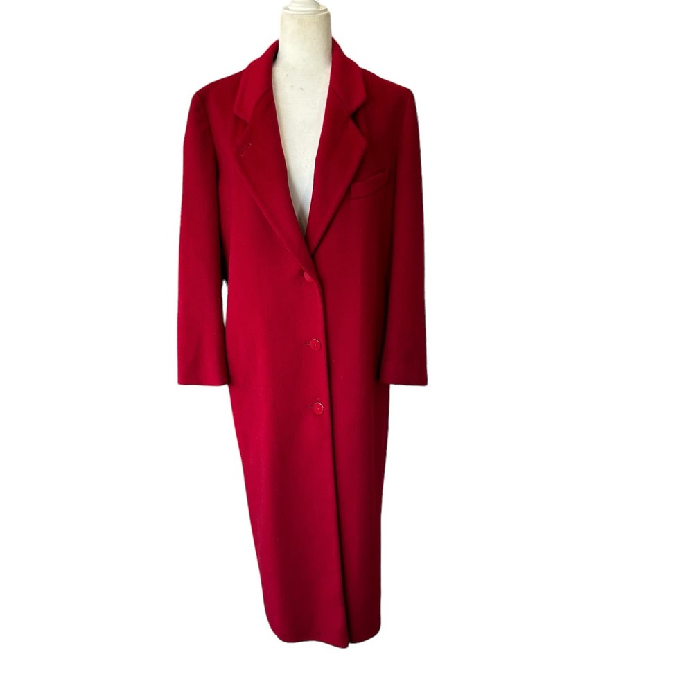 Cassidy Vintage 100% Wool Red Long Coat Size Large
